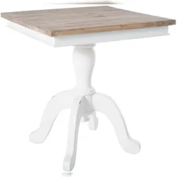 DELUKE Beistelltisch YLVA quadratisch 50x50x65cm, Holz, Natura-Weiß Kleiner Tisch Couchtisch für Wohnzimmer