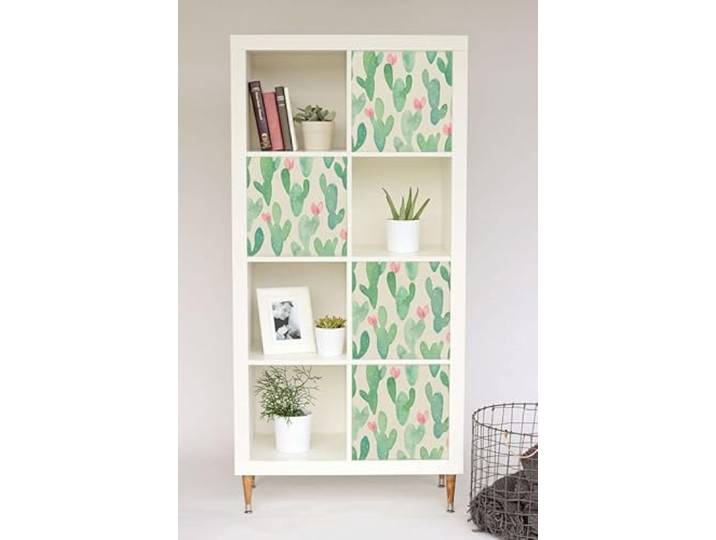 Coloray: Autocollant pour meubles Lot de 8x 33x33 cm Kallax Pour étagère Décoration de Mobilier Auto-adhésif - Cactus