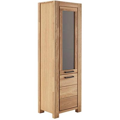 Vitrine MCA LIVING "SILIAS Vitrine Rechts", beige (naturfarben), B:65cm H:199cm T:45cm, Holzwerkstoff, Massivholz, Schränke, Vitrine, gedämpfte Türen