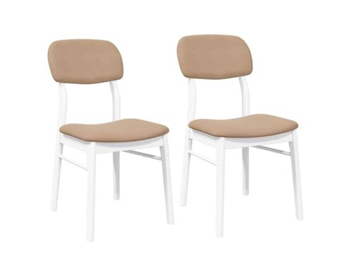 HKLGBVCR Esszimmerstühle mit Kissen, 2 Stück, weiß, Massivholz Massives Gummibaumholz, inklusive Kissen, ergonomische Rückenlehne, Esszimmer, Wohnzimmer, Lesen