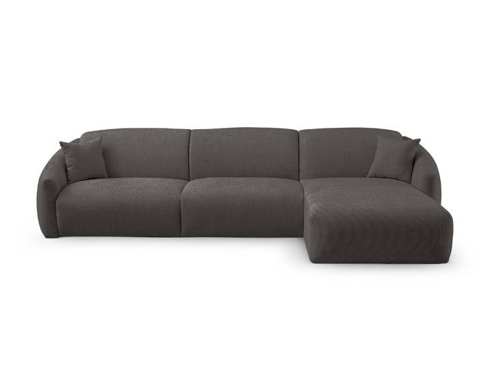 MOUGINS - Canapé d'angle convertible 6 places - Droite - Velours chenille, Gris souris