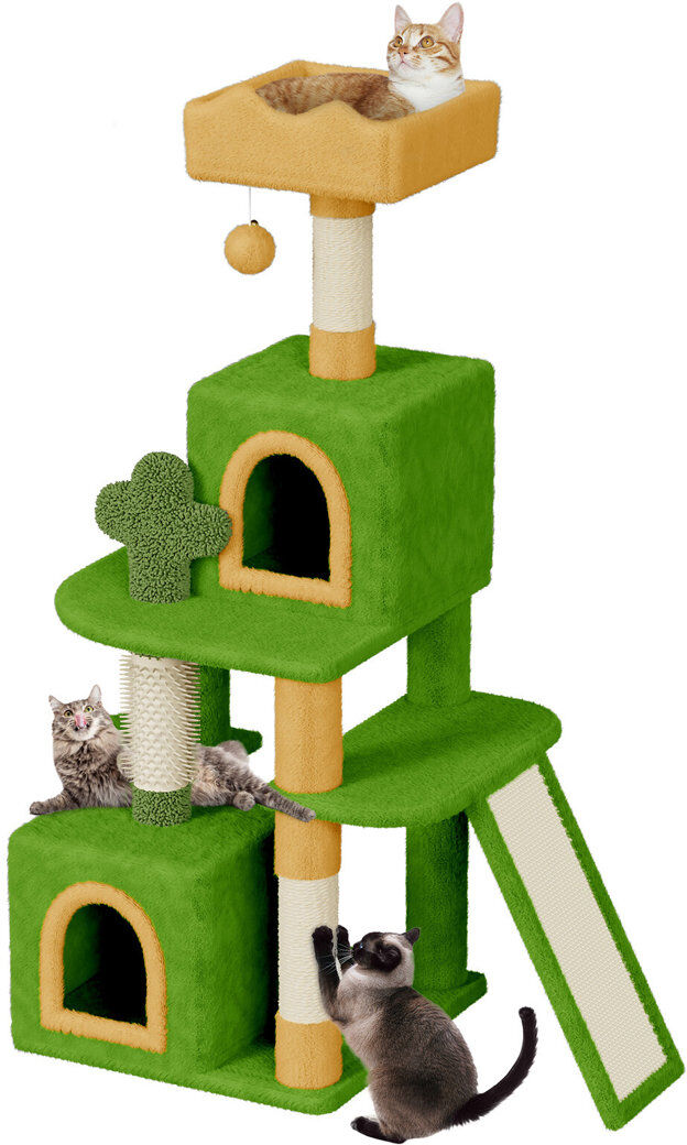 Archie & Oscar Amadahy 131 cm H Cat Tree / Condo Green/Yellow 131cm H X 48cm W X 48cm D
