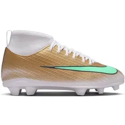 NIKE Kinder Fussball-Rasenschuhe Mercurial Superfly 11 Club „Kylian Mbappé“, Größe 34 in Silber Silber