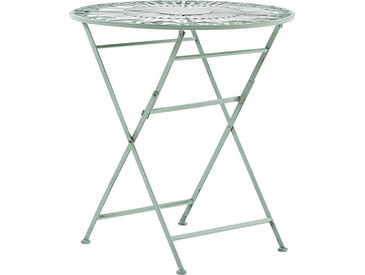 BELIANI Gartentisch Grün Metall Rund Zusammenklappbar Balkon Terrasse Garten Romantisch