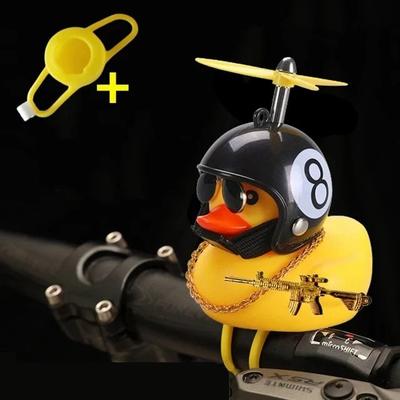 Inspired Living Yellow Rubber Duck Car Ornament With Helmet Propeller Fun Dashboard Duck Decoration & Squeeze Toy y2