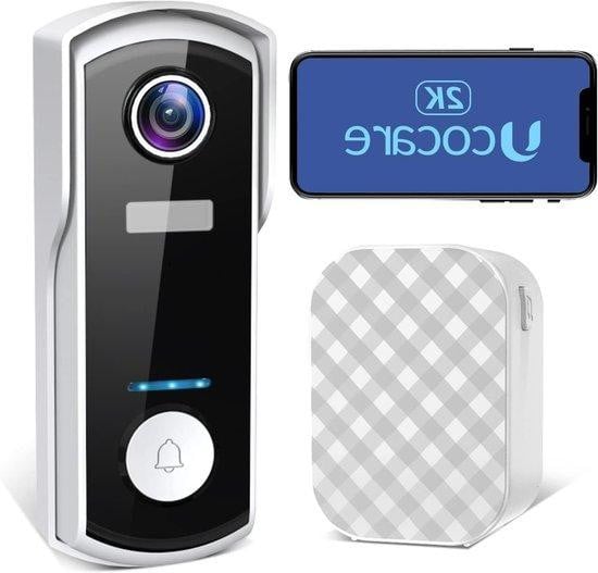 UCOCARE Slimme deurbel met camera en AI persoonsherkenning - 2K 4MP - Wit