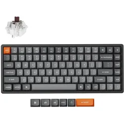 Keychron K2 Max (K2M-J3) QMK Wireless Mechanical Keyboard Brown Switch (Hot-Swap) 75% Us Layout (US, Kabelgebunden, Kabellos), Tastatur, Grau, Schwarz