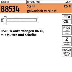 Fischer Ankerstange RG M 12 x 130 mm galvanisch verzinkt Stahlgüte 5.8 - 50257