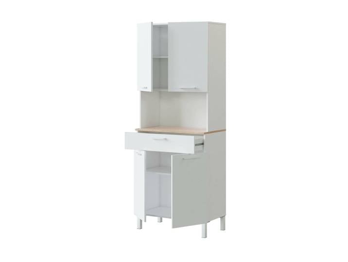 Buffet\ effet bois beige, blanc 210x40h186 cm