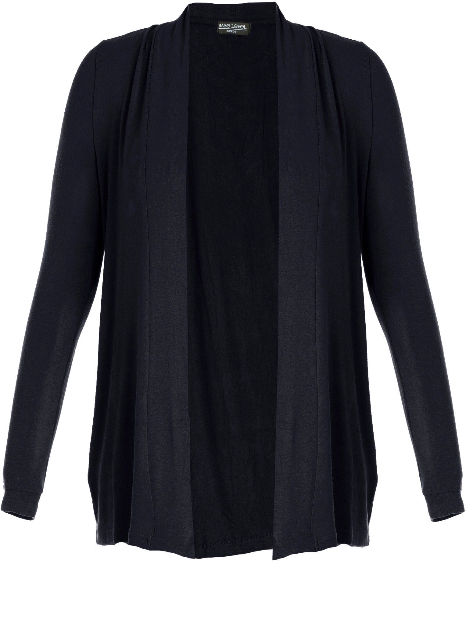 Strickjacke BASE LEVEL CURVY "Ayla", Damen, Gr. 54 (56), blau (navy dunkelblau), Strick, Obermaterial: 94% Viskose, 6% Elasthan, unifarben, figurumspielend ca. Mitte Oberschenkel, eingesetzt abgesteppt, Strickjacken Strickjacke, Grosse Grössen navy dunkel
