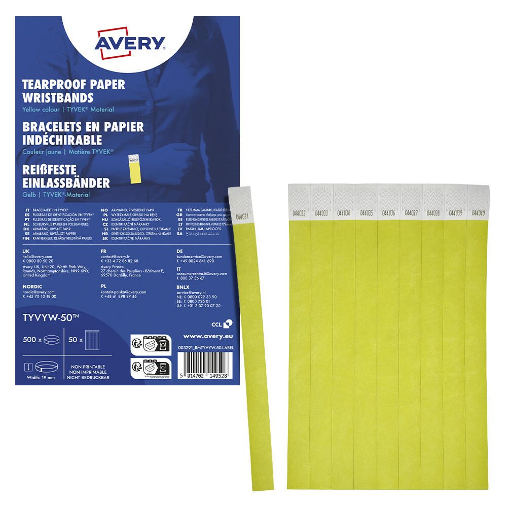 AVERY Zweckform Eintrittsbänder neongelb TYVYW-50