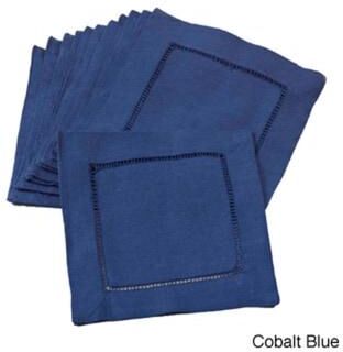 Saro Lifestyle Hemstitched Linen Blend Cocktail Napkins (Set of 12)