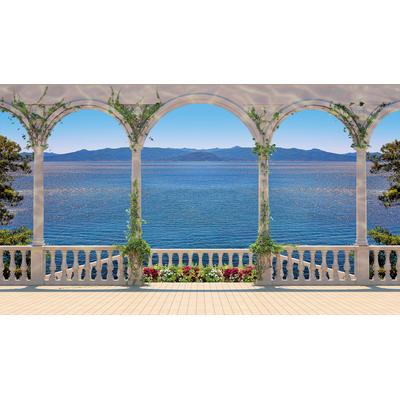 Fototapete PAPERMOON "Terrace with Colonnade", bunt, B:4m L:2,6m, Vlies, Tapeten