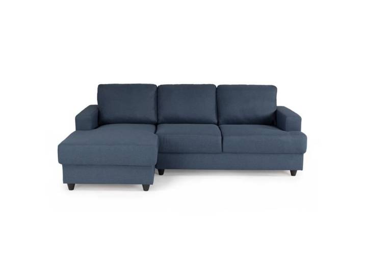 PAUL Canapé d'angle gauche 4 places - Tissu bleu - Contemporain - L 215 x P 140 cm - Fabriqué en Ukraine