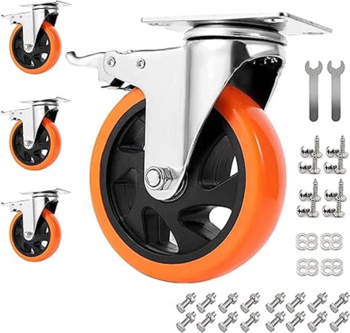 Heavy Duty Rubber Trolleywielen voor Meubels - Transportwielen tot 900kg