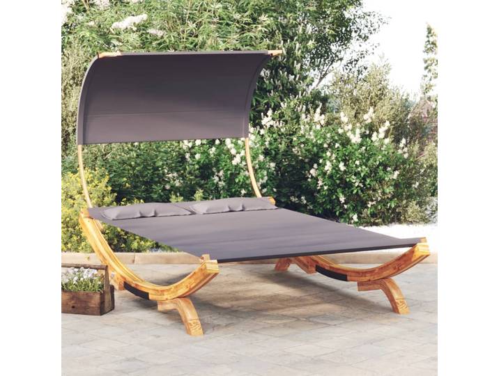vidaXL Sonnenliege mit Dach 165x203x126 cm Bugholz Massiv Anthrazit