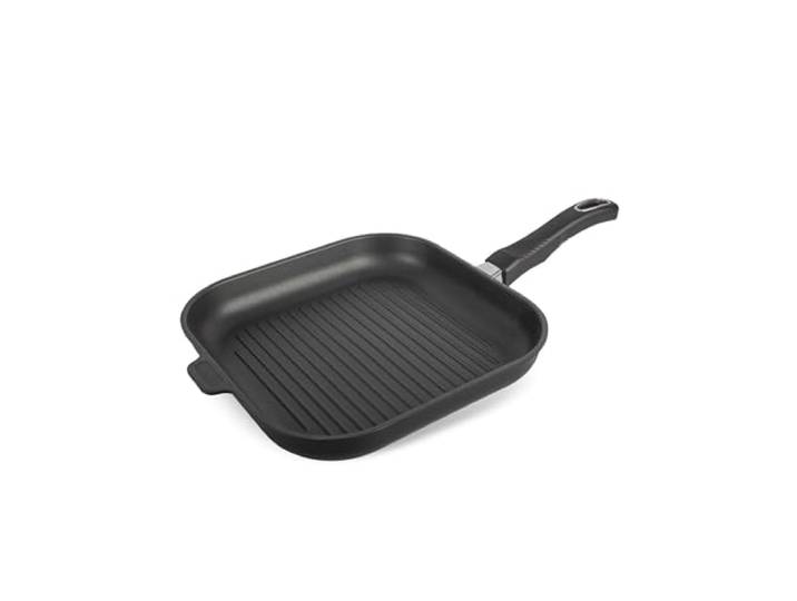 Original Gundel GUSS-QUADRAT-GRILLPFANNE flach, 28 x 28 cm, Höhe 4 cm, BIOTAN-Oberfläche, fester Stiel