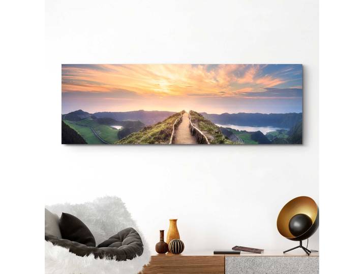 Wandbild REINDERS Wandbild Morgenröte Berge - Sonnenaufgang - Natur , grün (farbe bild(er): grün), B:156cm H:52cm, MDF, Bilder, Wandbild