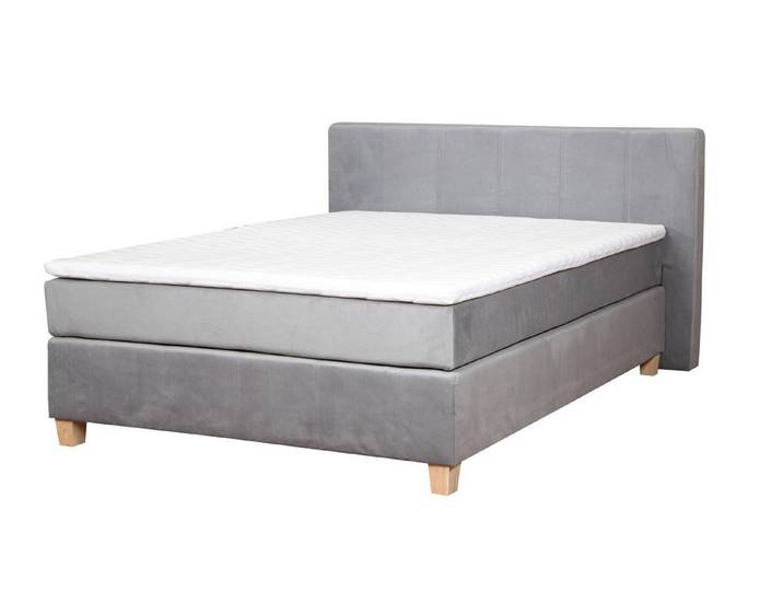 JVmoebel Boxspringbett Hotel Doppelbett mit Topper und Matratze in Grau-Beige (1-St)