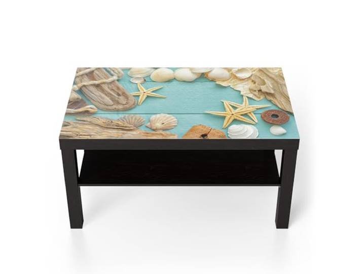 DEQORI Glastisch schwarz groß 90x50 cm Motiv Meeresmärchen ausgefallener Beistelltisch aus Glas Hochglanz Couchtisch fürs Wohnzimmer moderner Couch Tisch mit Design