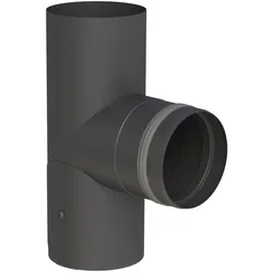 Jeremias PELLET-LINE T-Anschluss 90° mit Revisionsöffnung, Abgang mit Einzug (Geräteanschluss) Edelstahl schwarz Ø 100 mm