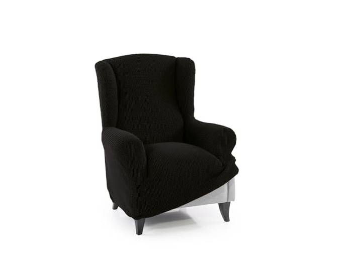 FAVERTI Super elastischer Bezug für Ohrensessel, 1-Sitzer, 70 bis 100 cm, Modell Novele, Schwarz, Qualitätsschutz aus Jacquardgewebe, Baumwollgefühl, Ohrensesselschutz