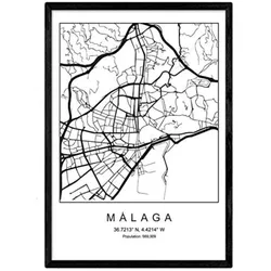 POSTER Malaga Nordischen Stil A4 Rahmenlos