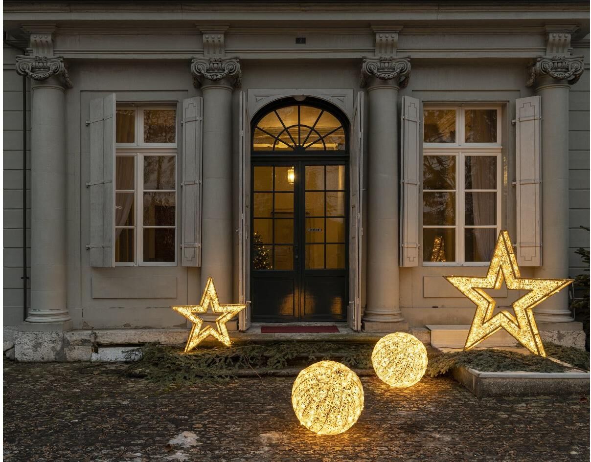 STT LED Stern "3D Star", gold (goldfarben, grau), Ø 100cm H: 100cm, Leuchten, LED Stern goldfarben, grau Ø 100cm H: 100cm