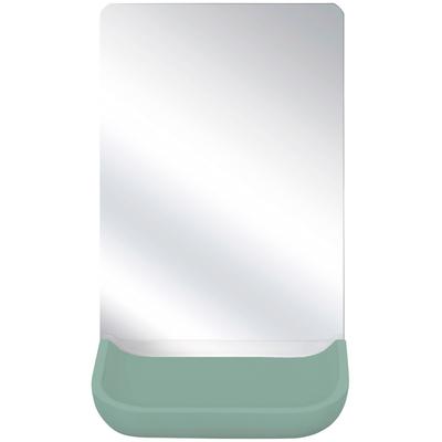 Kosmetikspiegel KLEINE WOLKE "Tray Mirror", grün (maledivia), B:12cm H:17,3cm T:11cm, Glas, Polyresin (Kunststein), Spiegel, mit Schmuckschale
