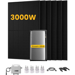 EcoFlow Stream Ultra, Solaranlage mit Speicher, mit 6 x 500W Bifazialen Solarmodulen, by Powerness - Stream Ultra | 1920Wh / 4 x Smart Plug / Powerness Express (Lieferzeit: 5-14 Werktage)
