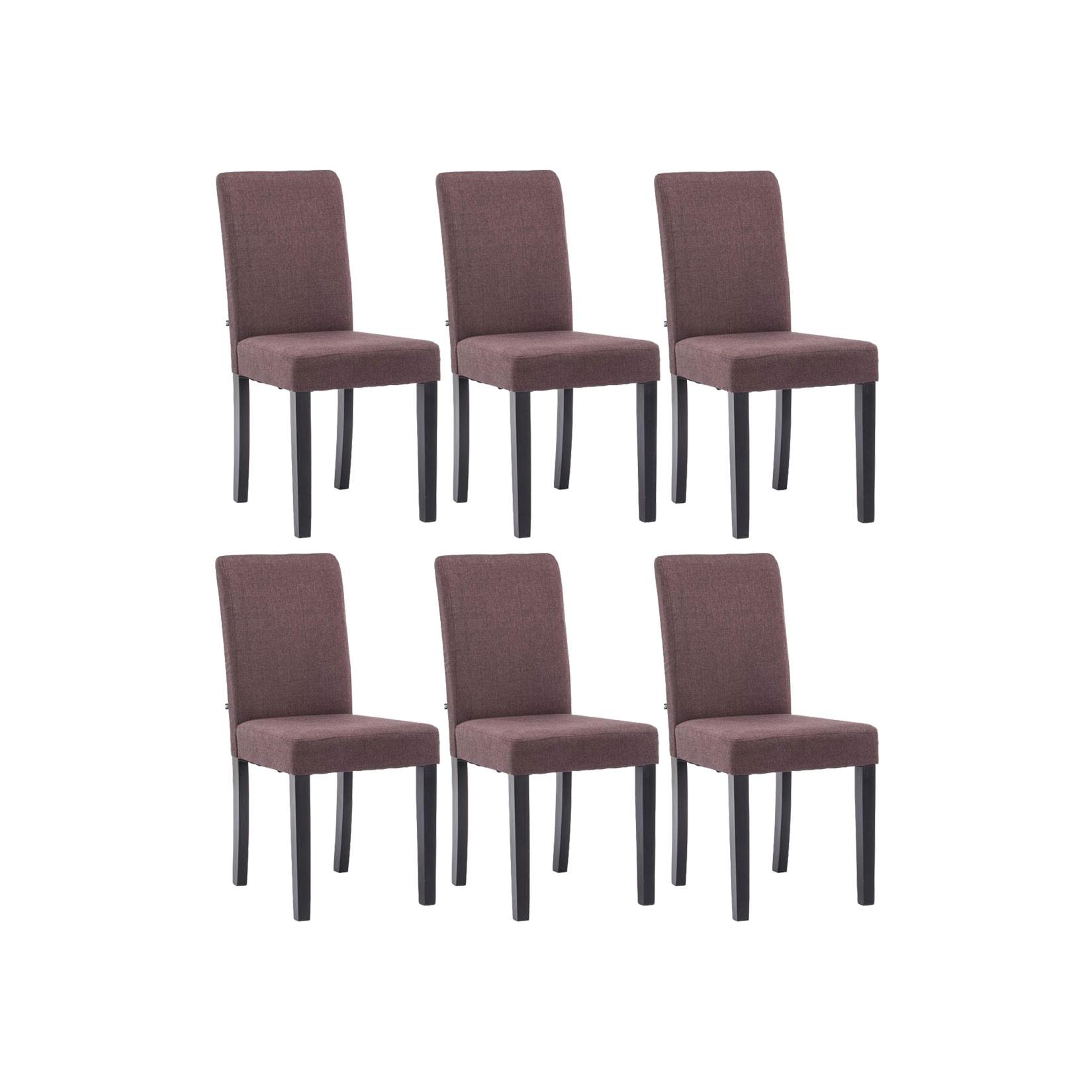 CLP 6er Set Esszimmerstuhl Ina Stoff schwarz - Farbe: braun, Gestellfarbe: schwarz