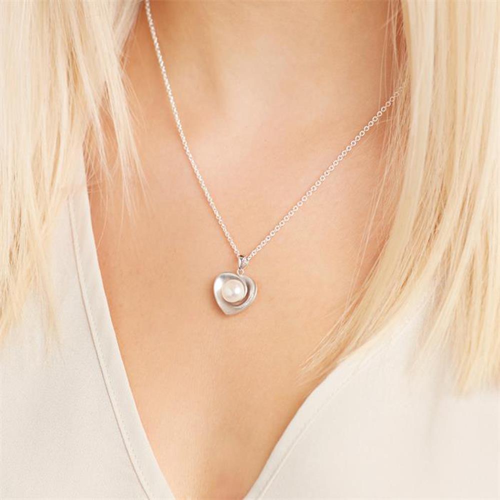 Unique Herz-Anhänger Perle 925er Silber rhodiniert silber