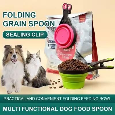 Inspire Curations Collapsible Pet Food Scoop With Clip, Dog Food Measuring Cup & Travel Water Spoon green 118ml