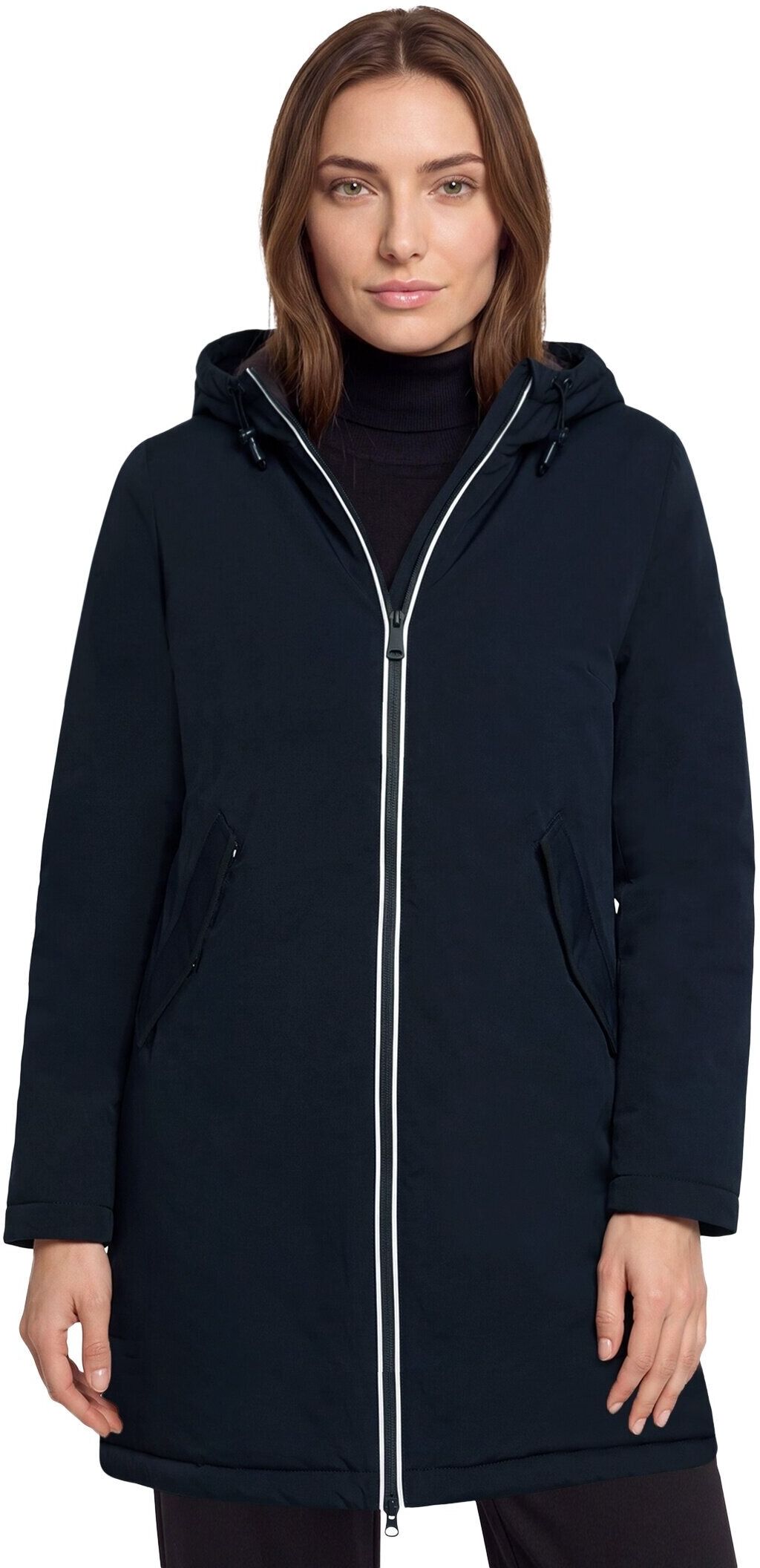 Outdoorjacke BETTY BARCLAY "Outdoorjacke mit Kapuze", Damen, Gr. 42, blau (dunkelblau), Jacken Outdoorjacke