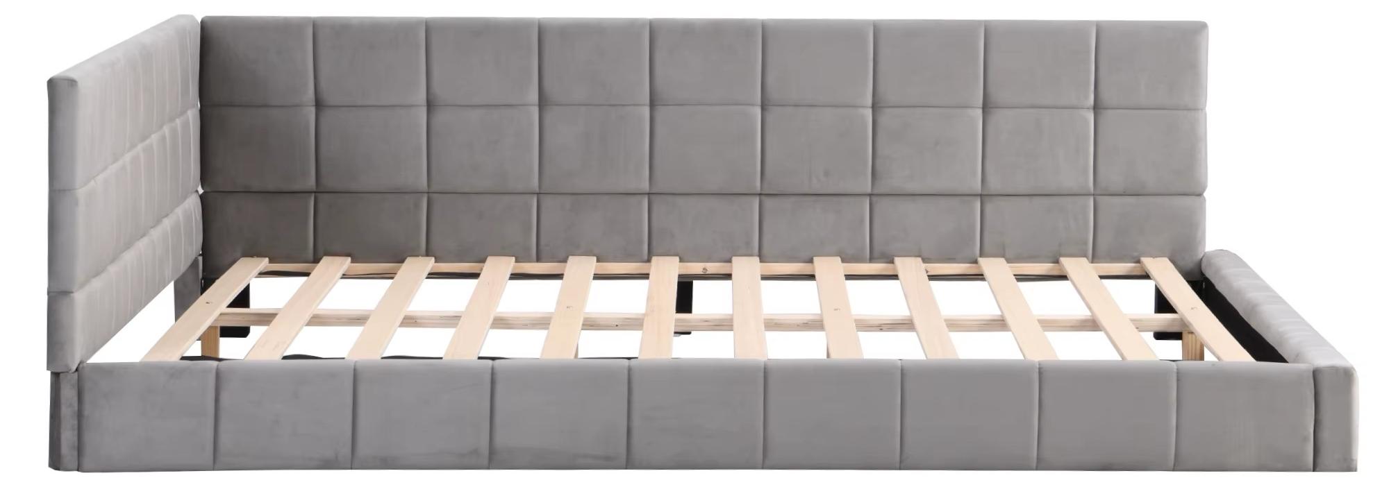 Schlafsofa 140 x 200 cm - 2-Sitzer - Samtbezug - Lattenrost - Holzrahmen - Modern - Grau