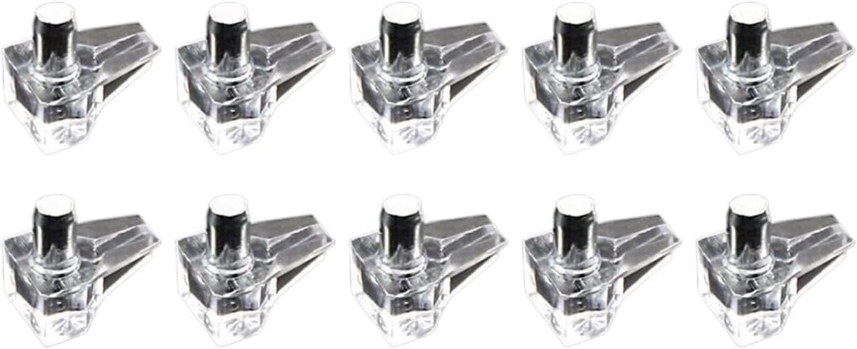 Set van 10 transparante metalen plankdragers voor meubels