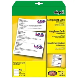 Sigel, Kopierpapier, Korrespondenz-Karten (A4, 20 Blätter, 185 g/m2)