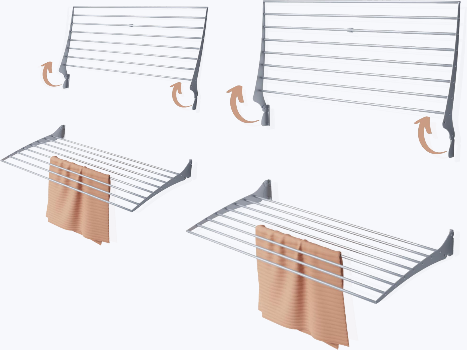 Foxydry Fold 120 x 2 – Double Wall-Mounted Drying Rack, 19.2m, 20kg (FOLD-120x2)