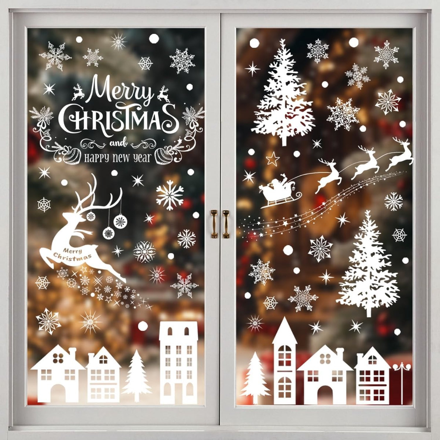 Wit Kerst Raamstickers met Sneeuwvlokken voor Binnen en Kinderen
