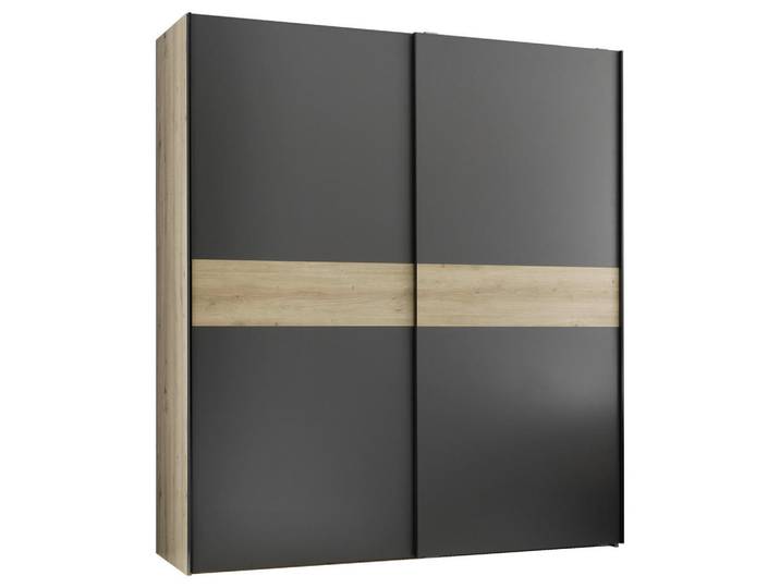 Boxxx Schwebetürenschrank, Graphit, Eiche Artisan, 2 Fächer, 170x195x57.5 cm, Kinderzimmer & Jugendzimmer, Jugendmöbel, Jugendkleiderschränke