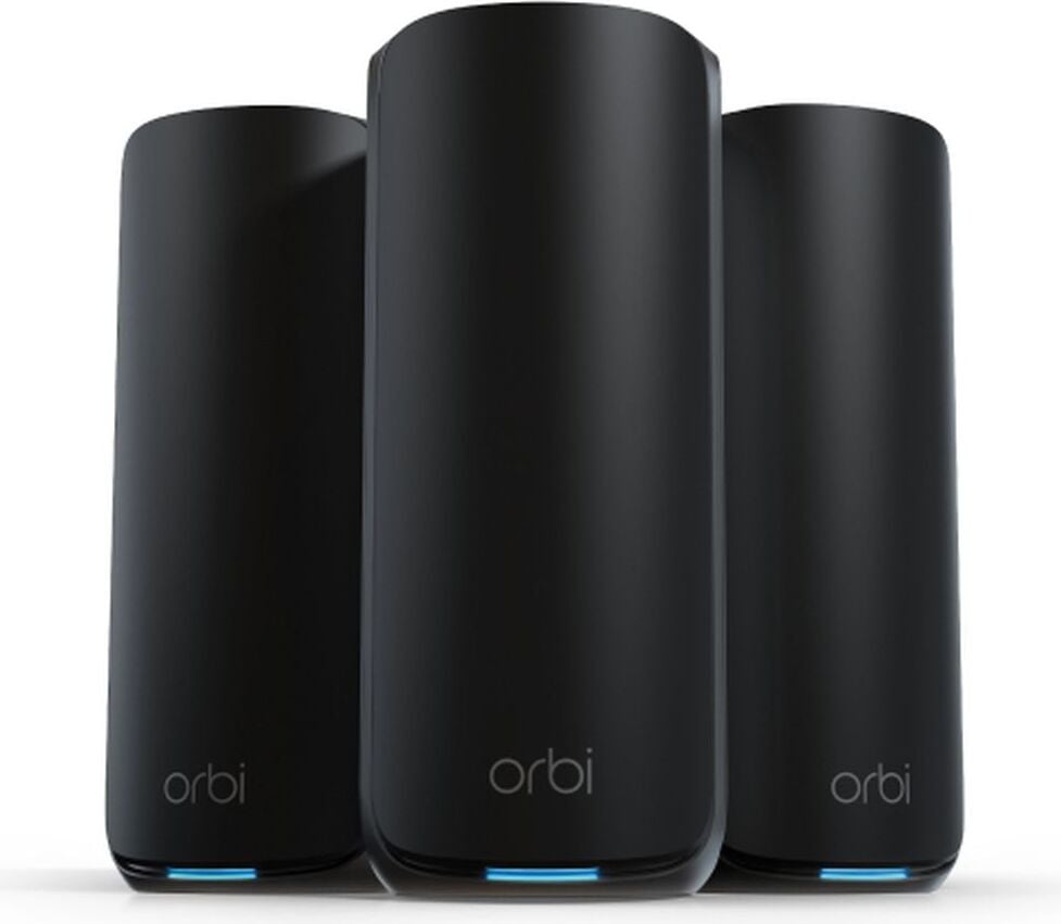 Netgear Orbi 870-serie RBE873 WLAN-systeem met router en 2 repeaters, Wi-Fi 7 multi-band, tot 836 m², 10GbE en 2.5GbE
