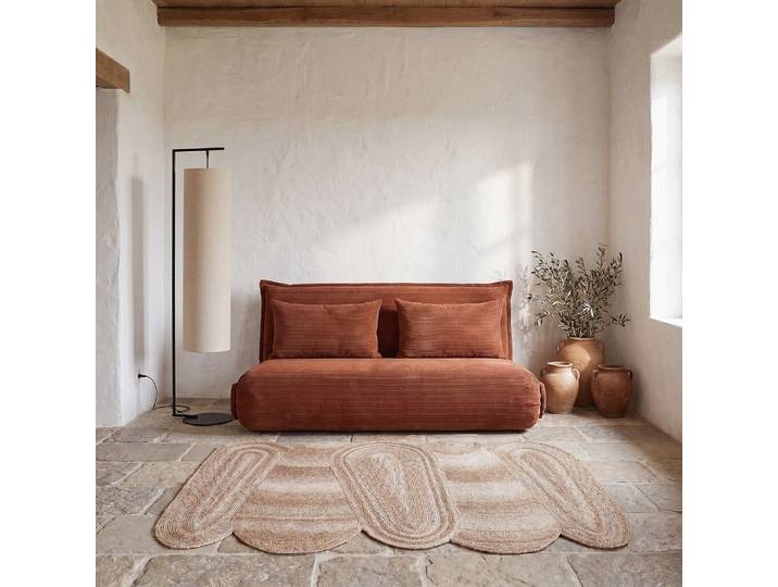 2-Sitzer-Sofa in Eichhörnchenorange mit Klick-Klack-Funktion