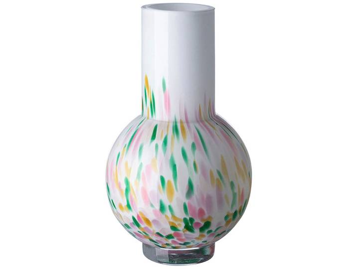Dekovase FINK HENNY , bunt (bunt, weiß), B:14cm H:24cm T:14cm Ø:14cm, Vasen, Dekovase