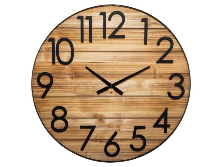 Atmosphera Createur d´interieur Wanduhr aus Holz Abby 70/70/4 cm, Braun, Rund, 70x4x70 cm, Dekoration, Uhren, Wanduhren