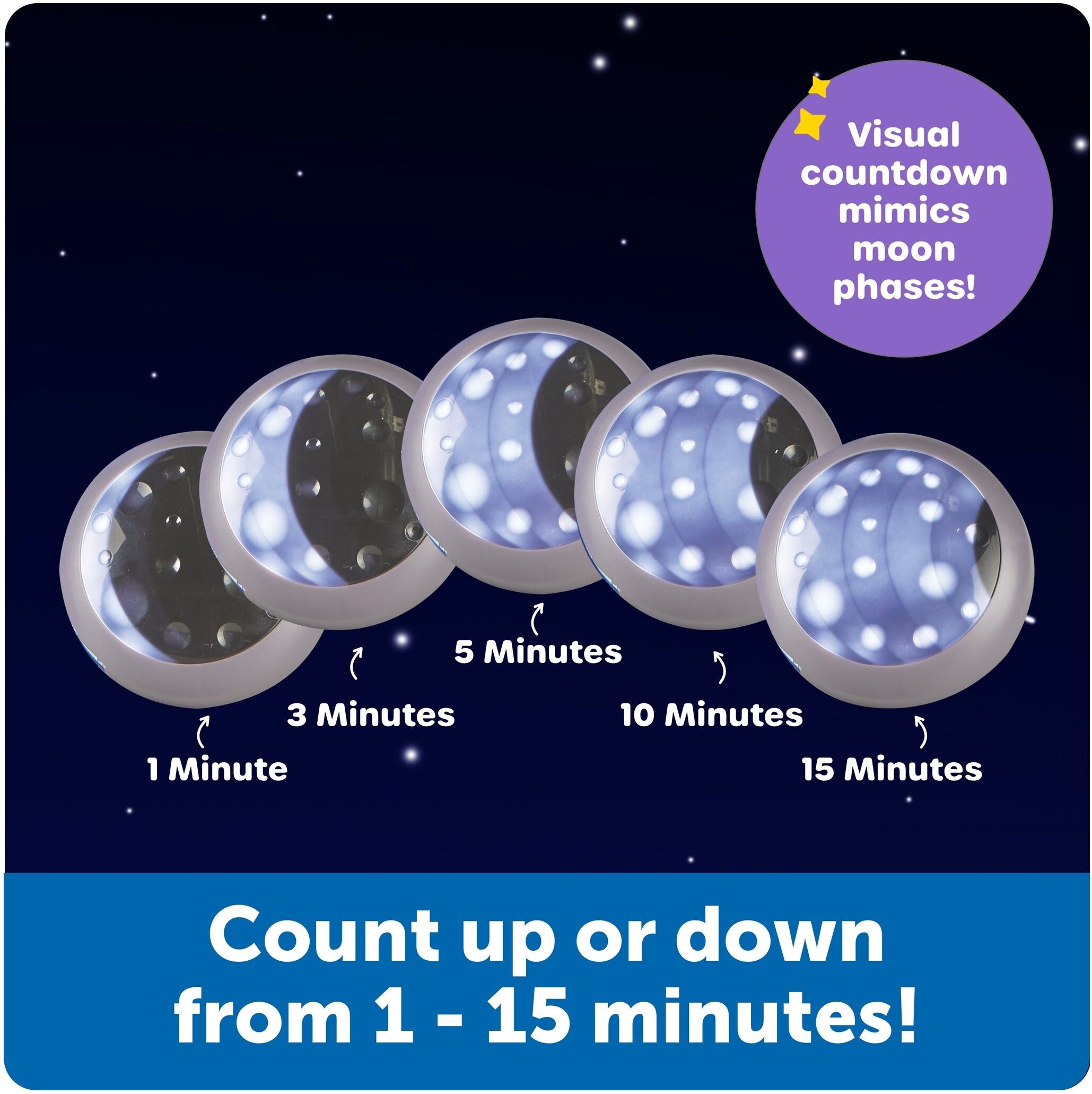 Learning Resources Bedtime Routines Visual Timer for Children Aged 3 Years and Over - Blue Space-Themed Tracker with Detachable Visual Timer