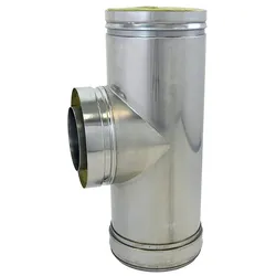 Edelstahl-Abgassystem doppelwandig FU Feuerungsanschluss 90° 500mm (Ausführung: D600)