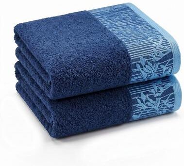 Superior Wisteria 2-Piece Cotton Bath Towel Set - Floral Jacquard Border Full Body Bath Towels