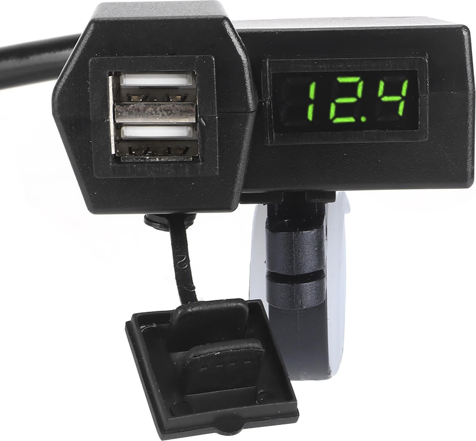 Cocosity Universele motorfiets dubbele USB-oplaadadapter met voltmeterdisplay, groen