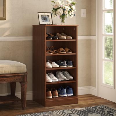 "Palace Imports Solid Wood 16.5"" Narrow Open Shoe Storage Cabinet, Adjustable Shelves, Stackable Organizer"