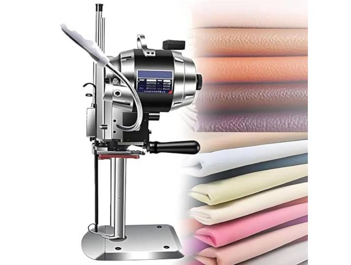 Elektrische Stoffschneidemaschine, für Lederschuhe und -taschen. 8in Vertikaler Stoffschneider mit geradem Messer, mit automatischer Messerschärfung und LED-Beleuchtung, Stärke wählbar